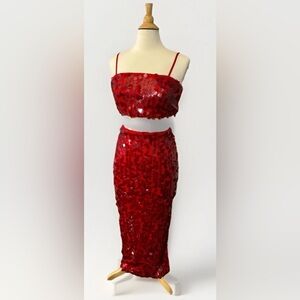 House of Harlow 1960 Red Sequin Pencil Skirt